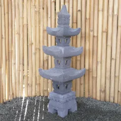 Japanese style Garden Lantern, made from Andesit Stone. Multipart. 110 cm Height, Roof is 35 cm width. 